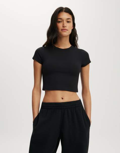 Cotton On Ultra soft cropped fitted tshirt in black
