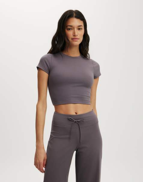 Cotton On Ultra soft cropped fitted tshirt in purple