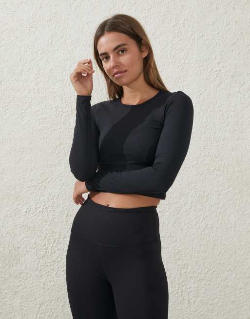 Cotton On Ultra soft fitted long sleeve top in black - BLACK