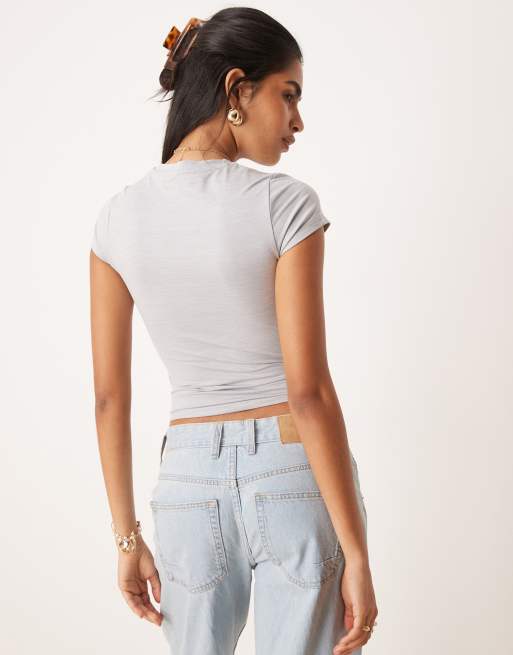 Cotton On Ultra soft fitted tshirt in light grey marle, 3 of 4