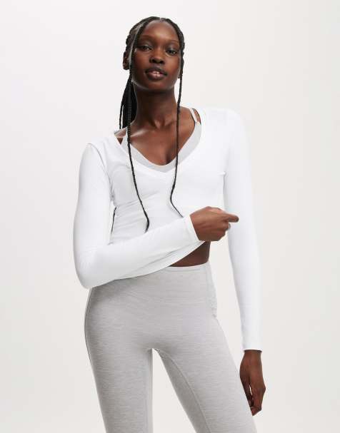 Cotton  On Ultra soft plunge front long sleeve in white 