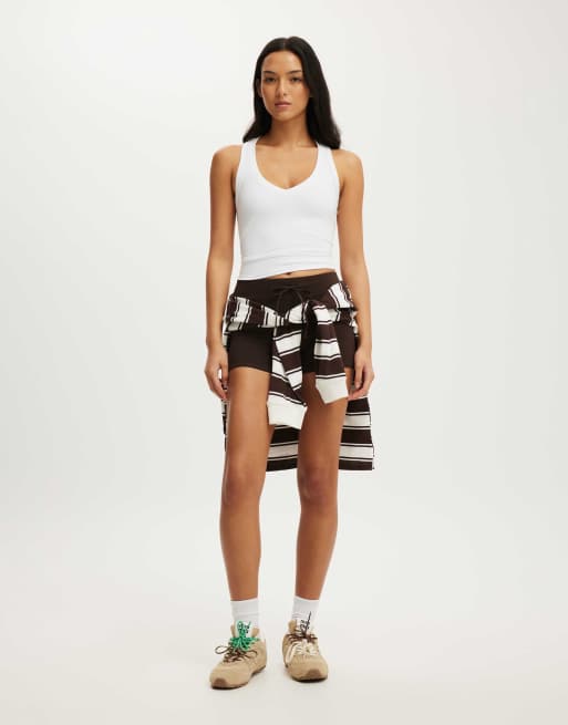 Cotton On Ultra soft plunge front racer tank in white, 3 of 4