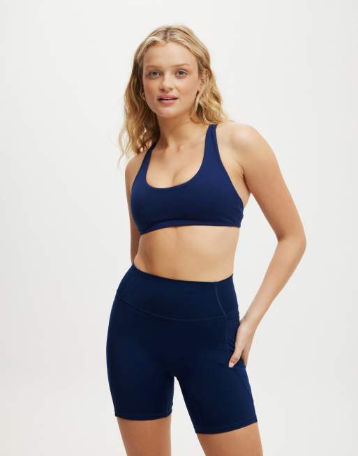 Cotton On Ultra soft plunge strappy crop in blue - MBLUE