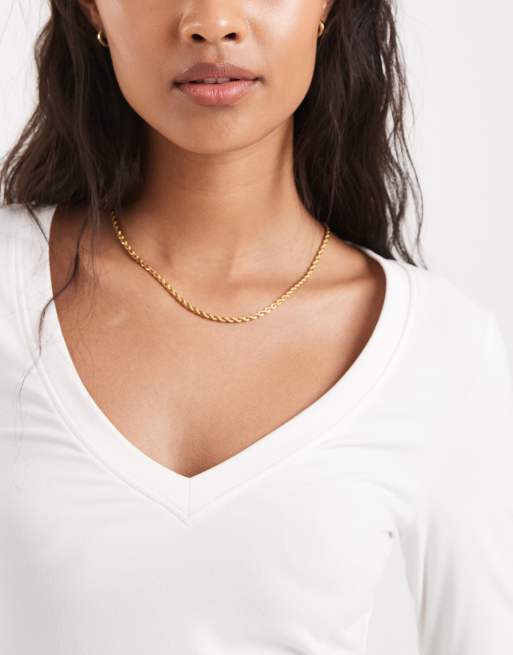 Cotton On ultra soft plunge t-shirt in coconut, 2 of 4
