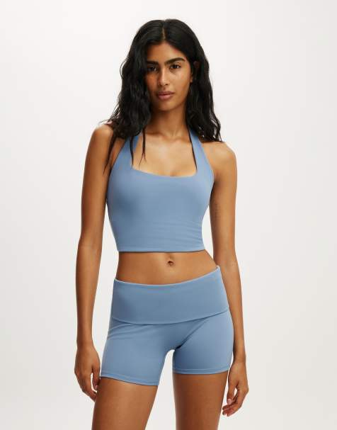 Cotton On Ultra soft roll over shortie short in blue - view 1