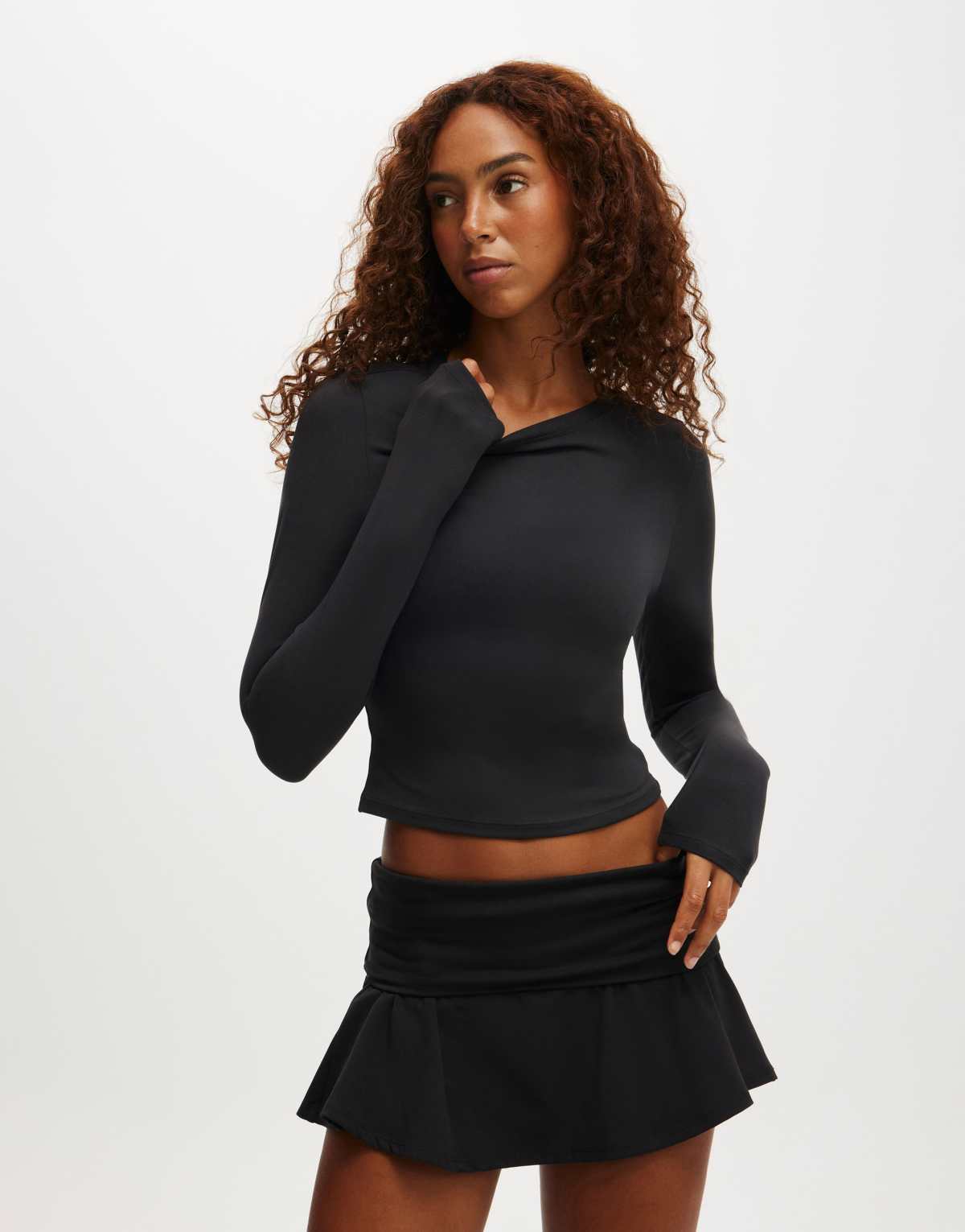 Cotton  On Ultra soft roll over skirt in black