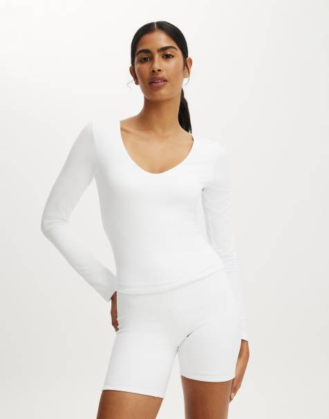 Cotton On Ultra soft scoop neck long sleeve in white - view 1