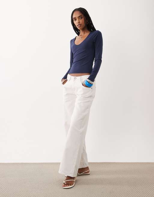 Cotton On ultra soft scoop neck long sleeve top in navy , 2 of 4