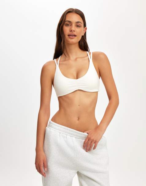 Cotton On Ultra soft scrunch front strappy crop in white