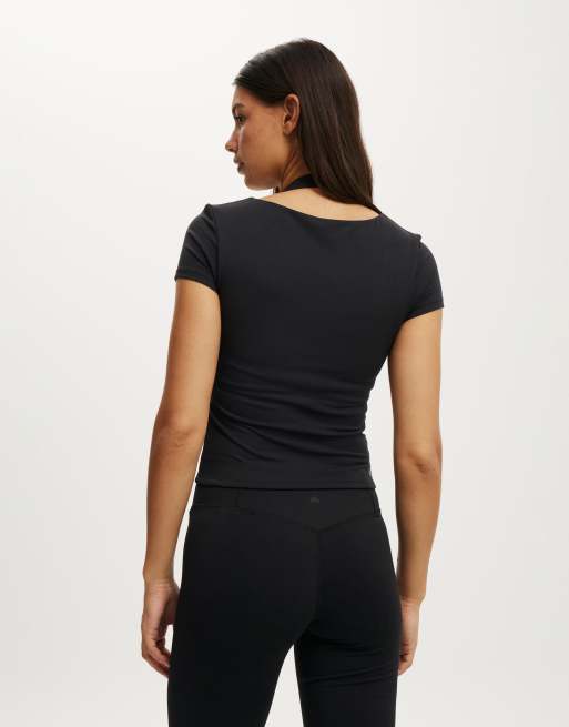 Cotton On Ultra soft square neck fitted tshirt in black, 2 of 4