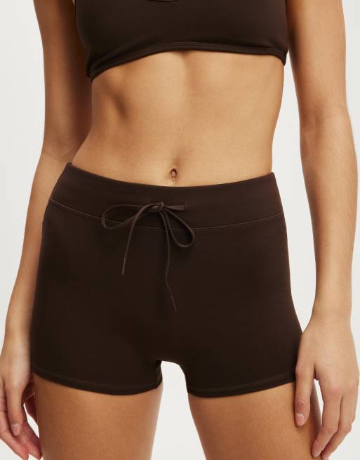 Cotton On Ultra soft tie front micro short in brown, 2 of 4