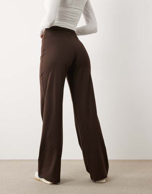 Cotton On ultra soft tie front wide leg pant in brown, 4 of 5