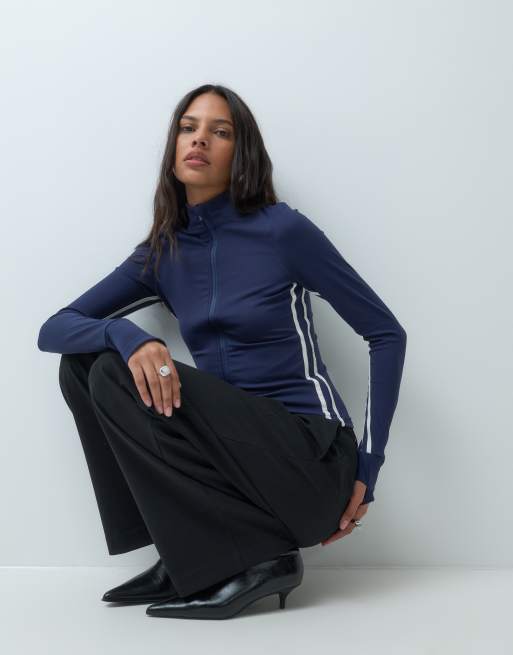 Cotton On ultra soft zip through jacket in navy, 3 of 5