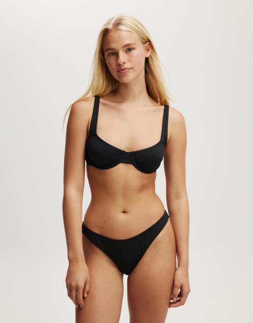 Cotton On Underwire balconette bikini top in black, 2 of 4