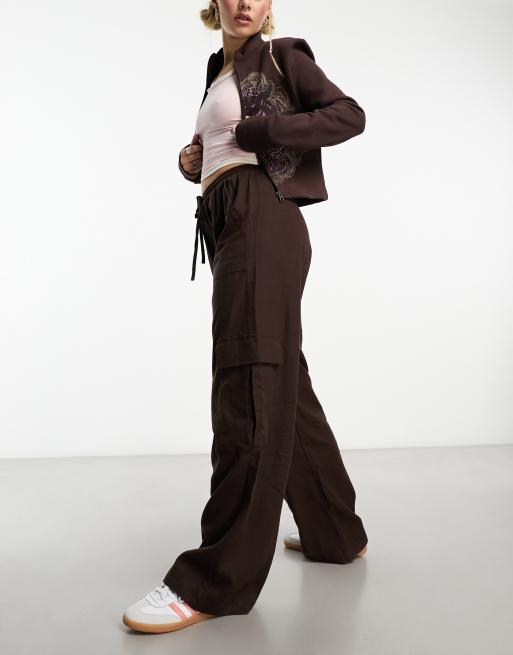 Cotton On - Utility broek met wijde pijpen in bruin 