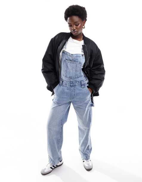 Wide Leg Denim Dungarees