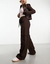 Weekday Mia linen mix pants in brown