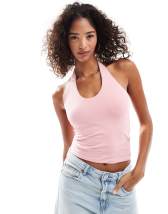 Cotton On v neck halter top in retro stripes
