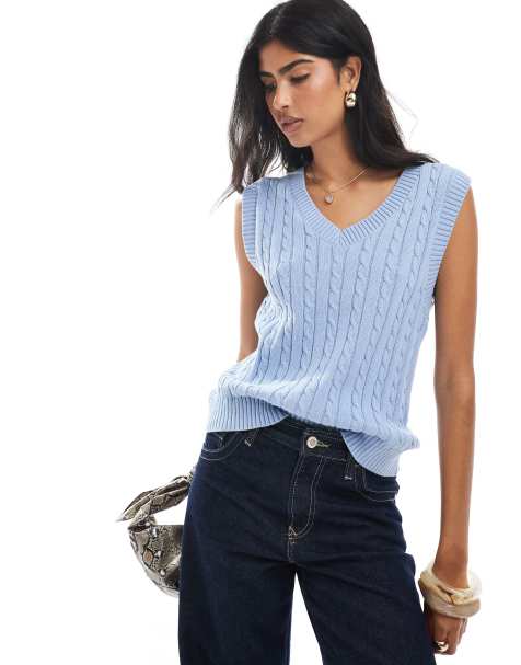 Cotton On v neck knit vest in light blue - view 1
