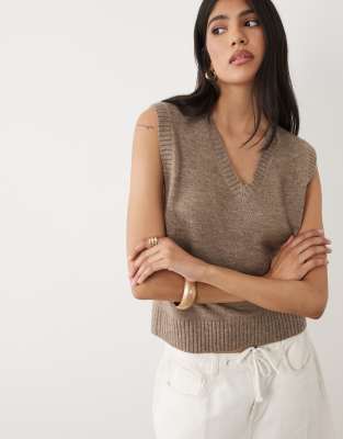 Cotton On V Neck Slouch Tank Top In Brown