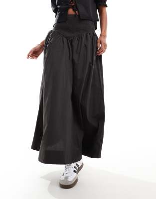 Cotton:On Cotton On v waist maxi skirt in black