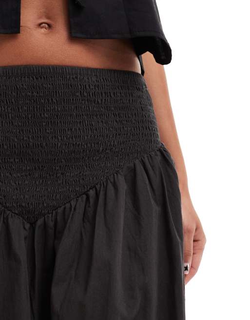 Cotton black skirt elastic waist best sale