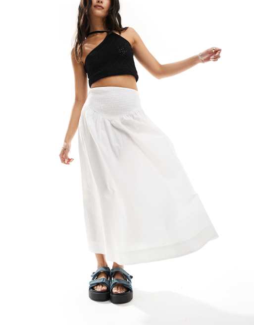 Cotton On V Waist Maxi Volume Skirt in White