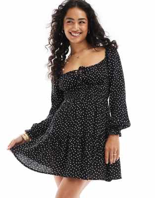 Cotton On Valerie Long Sleeve Mini Dress In Black