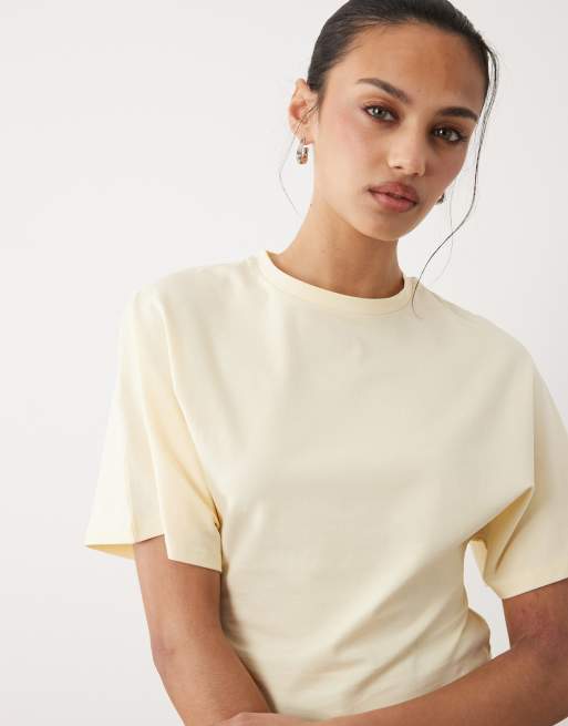 Cotton On - Vaniljefarvet offshoulder-T-shirt med korte ærmer, 3 af 4