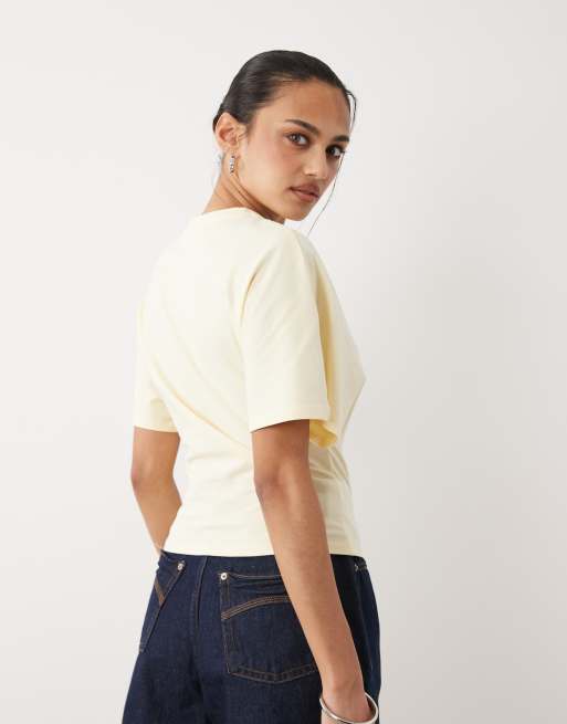 Cotton On - Vaniljefarvet offshoulder-T-shirt med korte ærmer, 4 af 4