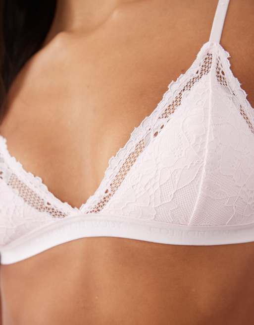 Cotton On vardagsbralette i spets med vadderade trekantskupor i rosa, 3 av 4