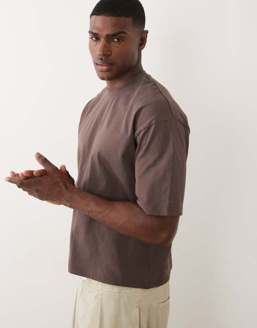 Cotton On - Vasket chokoladebrun oversized T-shirt i firkantet pasform, 2 af 5