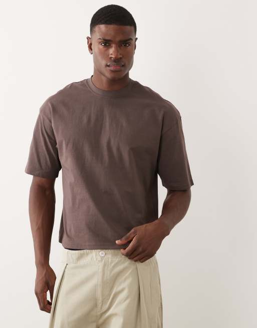 Cotton On - Vasket chokoladebrun oversized T-shirt i firkantet pasform, 3 af 5