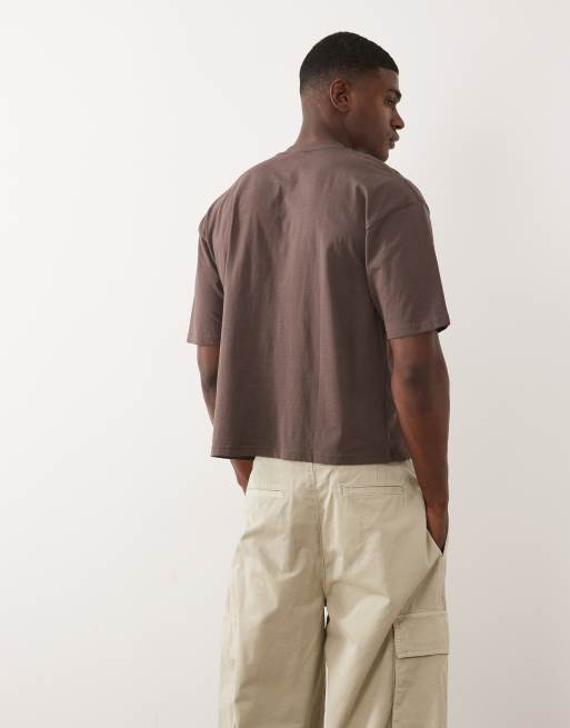 Cotton On - Vasket chokoladebrun oversized T-shirt i firkantet pasform, 5 af 5