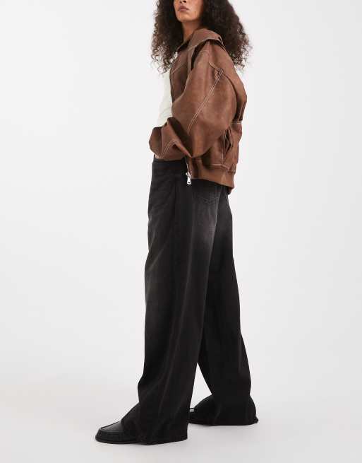 Cotton On - Vasket sorte superposede boyfriend-jeans i Y2K-vask, 3 af 5