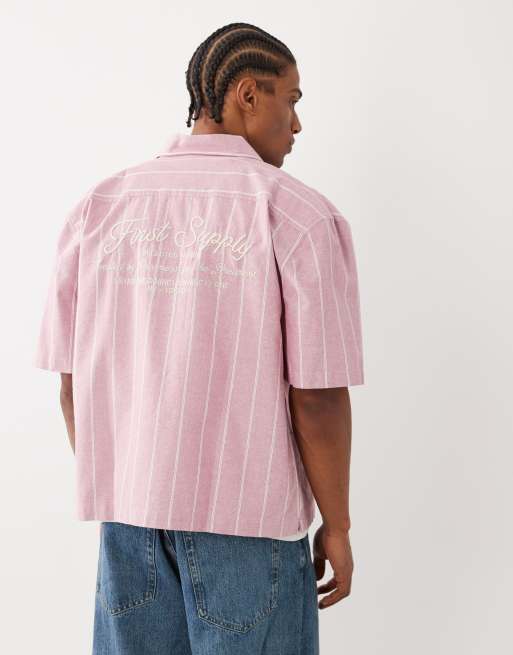 Cotton On - Ventura - Camicia a maniche corte color mora a righe