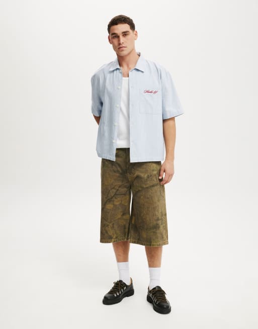 Cotton On Ventura short sleeve shirt in blue stripe, 3 of 4
