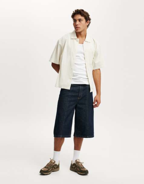 Cotton On Ventura short sleeve shirt in sage stripe / print