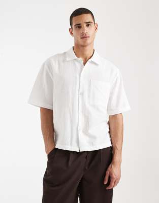 Cotton On ventura short sleeve shirt in white white