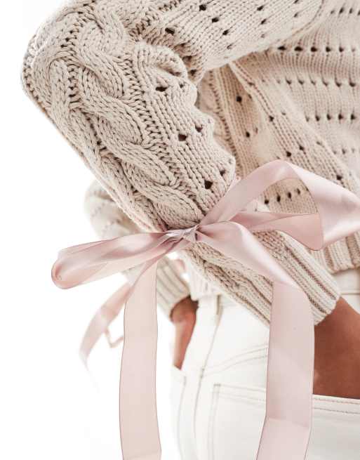 Cotton On - Vest met ronde hals en strikdetails in stone, 2 van 4
