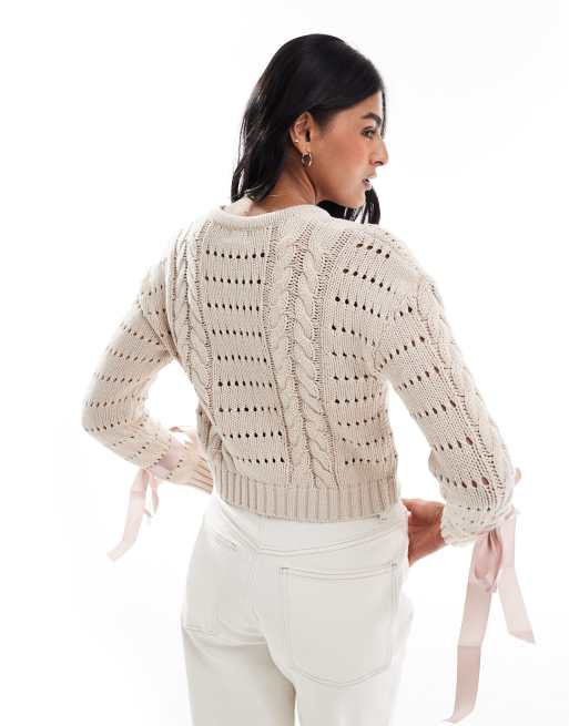 Cotton On - Vest met ronde hals en strikdetails in stone, 4 van 4