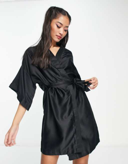 Vestaglia raso nera sale