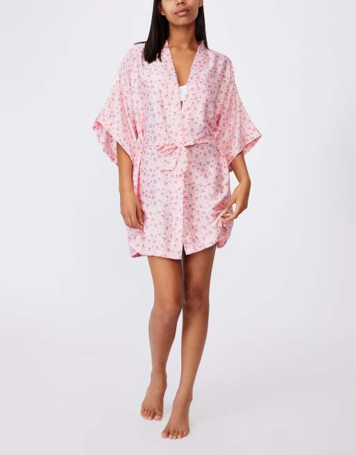 Cotton On - Vestaglia in raso rosa a fiori 