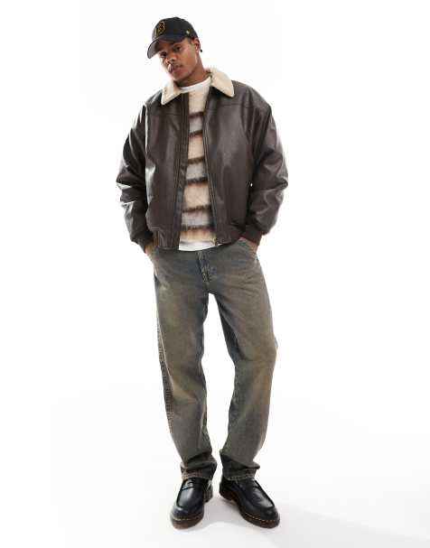 Cotton On - Veste flight en similicuir avec col en fausse fourrure - Marron - view 1