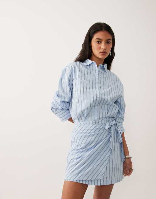 Cotton On - vestido corto camisero a rayas marineras, 2 de 4