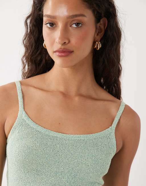Cotton On - Vestido corto verde matcha brillante de punto, 3 de 4