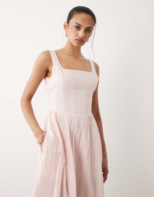 Cotton On - Vestito lungo stile corsetto rosa con vita scesa, 2 di 4