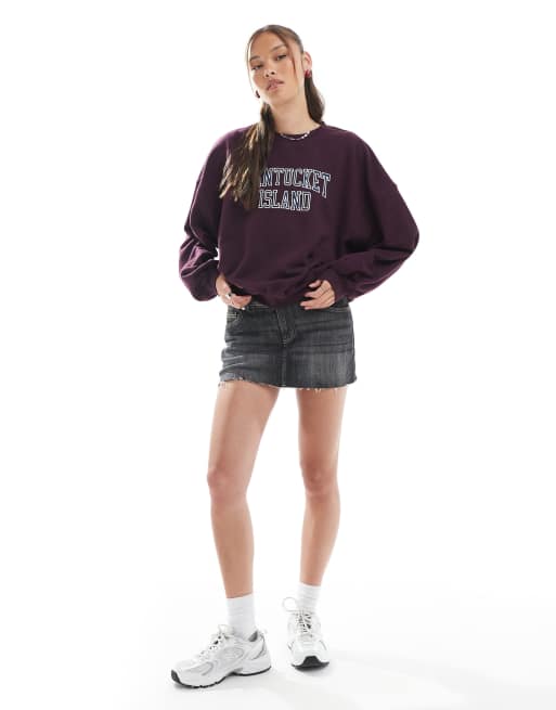 Cotton On – Vinröd sweatshirt med licensierat Nantucket-tryck, 2 av 4