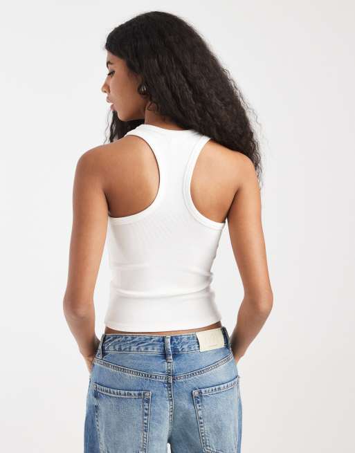 Cotton On - Vintage-hvid tanktop med racerryg og rhinsten, 4 af 4