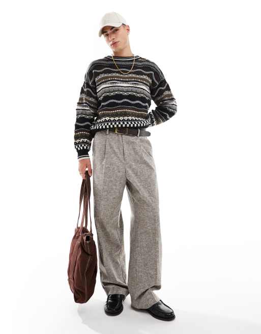 Cotton On vintage mix knit jumper in black brown ASOS